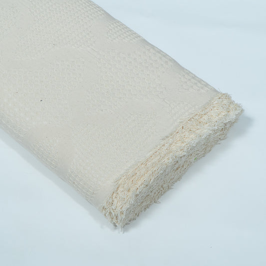 Off White Textured Dyeable Cotton Jacquard | SKU : JDD-392