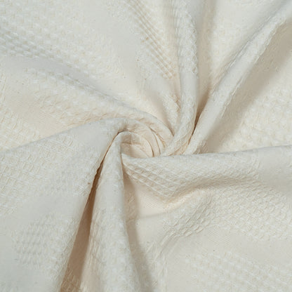 Off White Textured Dyeable Cotton Jacquard | SKU : JDD-392