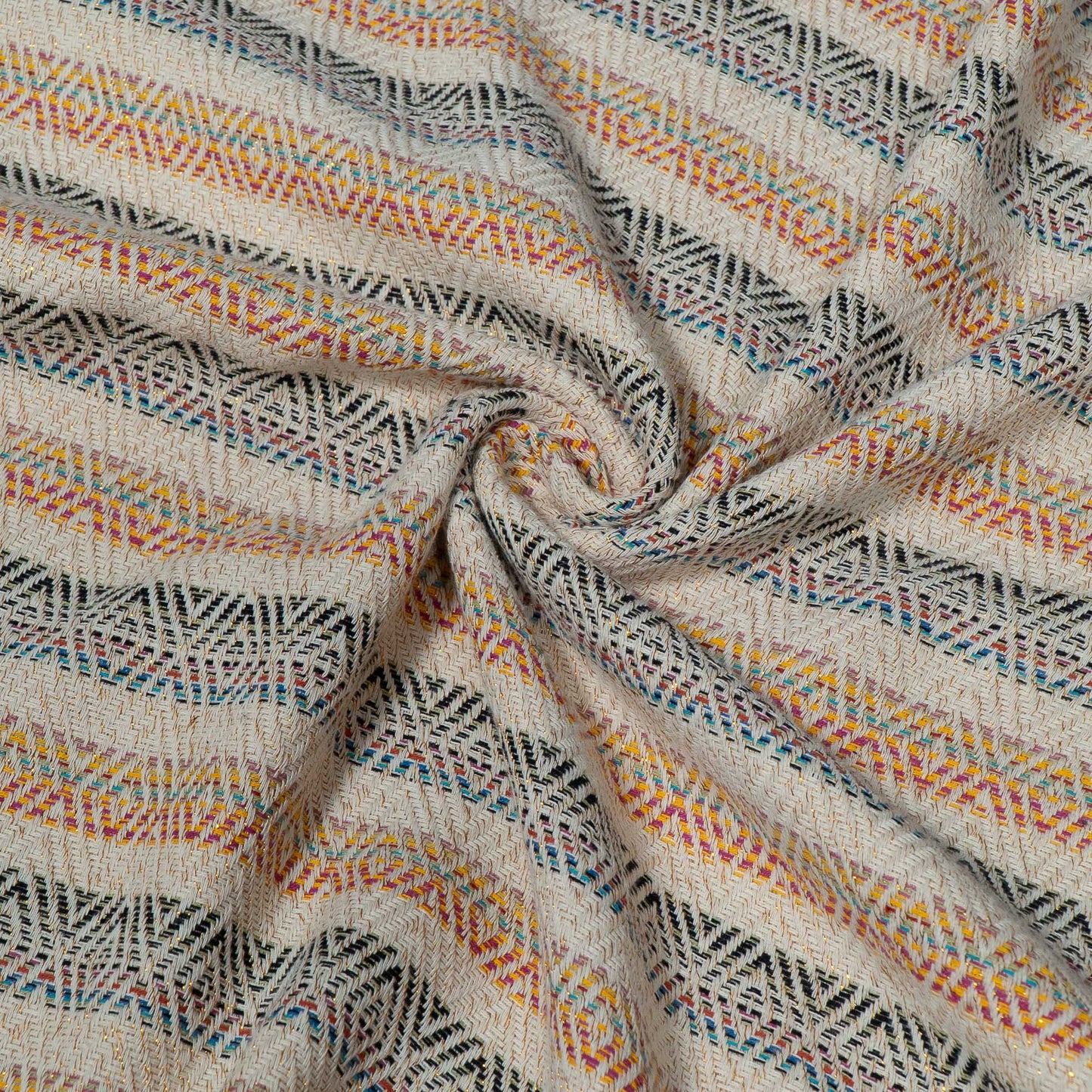 Cream Strepes Cotton Jacquard Fabric | SKU: JDD-408