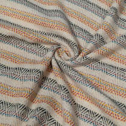 Cream Strepes Cotton Jacquard Fabric | SKU: JDD-408
