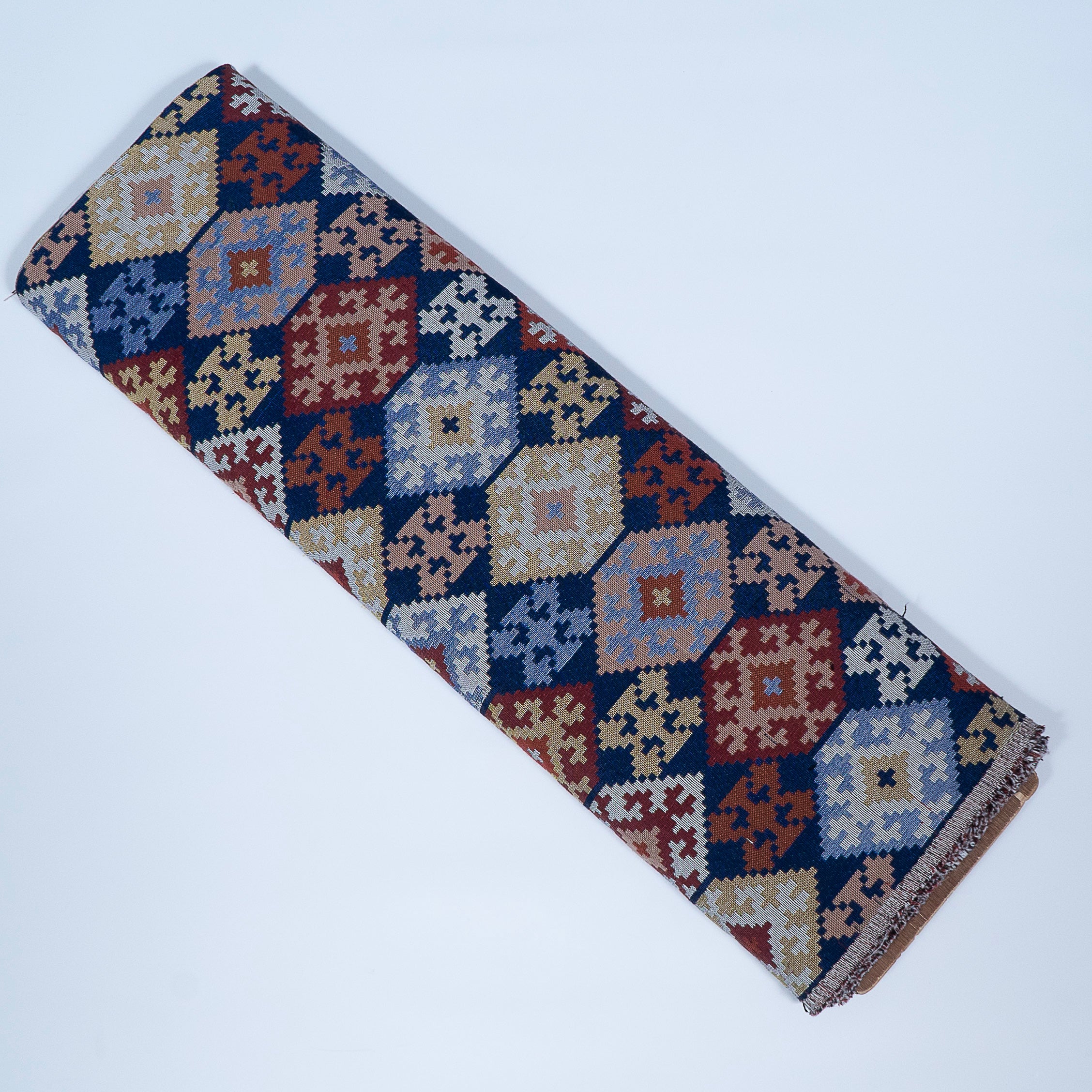 Blue base Geometric Design Cotton Jacquard (Sku: JDD-420)