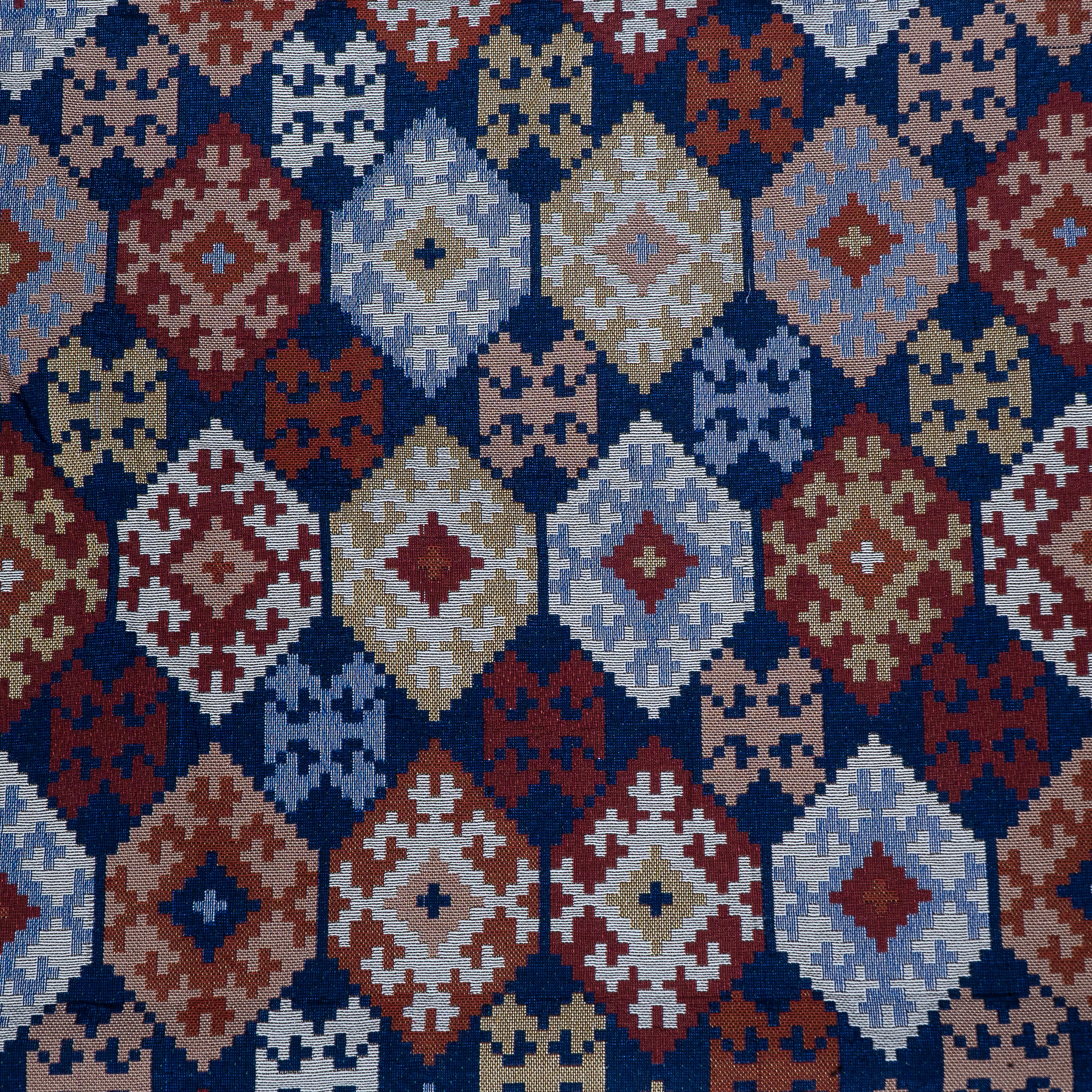 Blue base Geometric Design Cotton Jacquard (Sku: JDD-420)