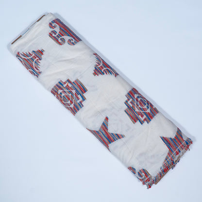 White Color Geometric Design Cotton Jacquard | SKU: JDD-422