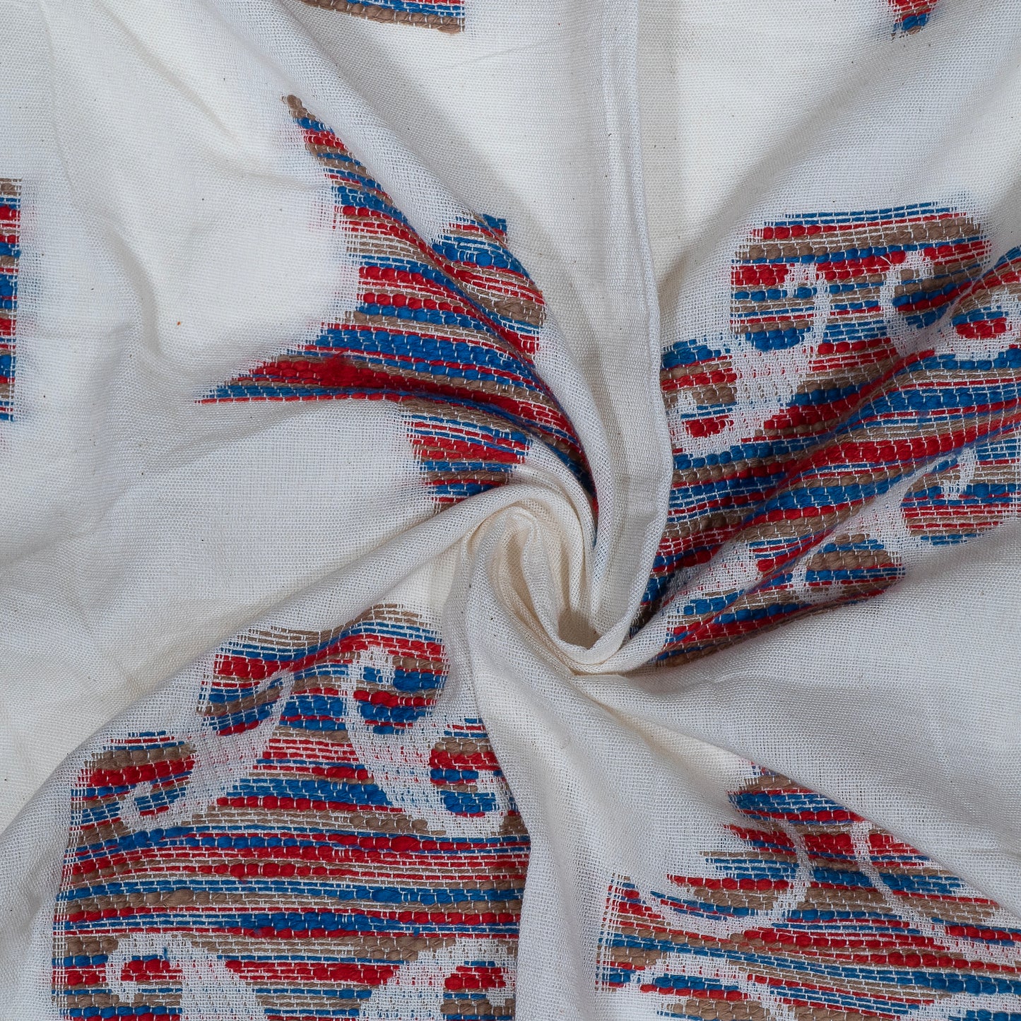 White Color Geometric Design Cotton Jacquard (Sku: JDD-422)