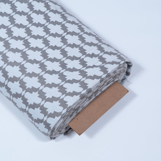 White & Beige Color Texture Cotton Jacquard (Sku: JDD-423)