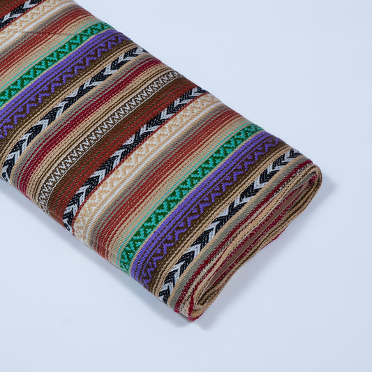 Multicolor Stripe Design Cotton Acrylic Jacquard (Sku: JDD-424)