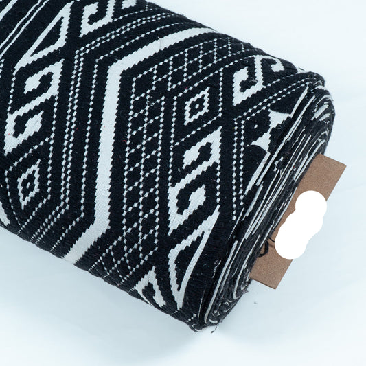 Black & White Geometric Design Cotton Jacquard (SKU: JDD-432)