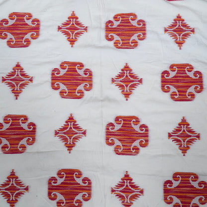 White & Red Geometric Design Cotton Jacquard (Sku: JDD-433)