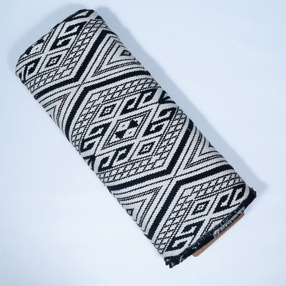 Black & White Geometric Cotton Blend Jacquard | SKU: JDD-437