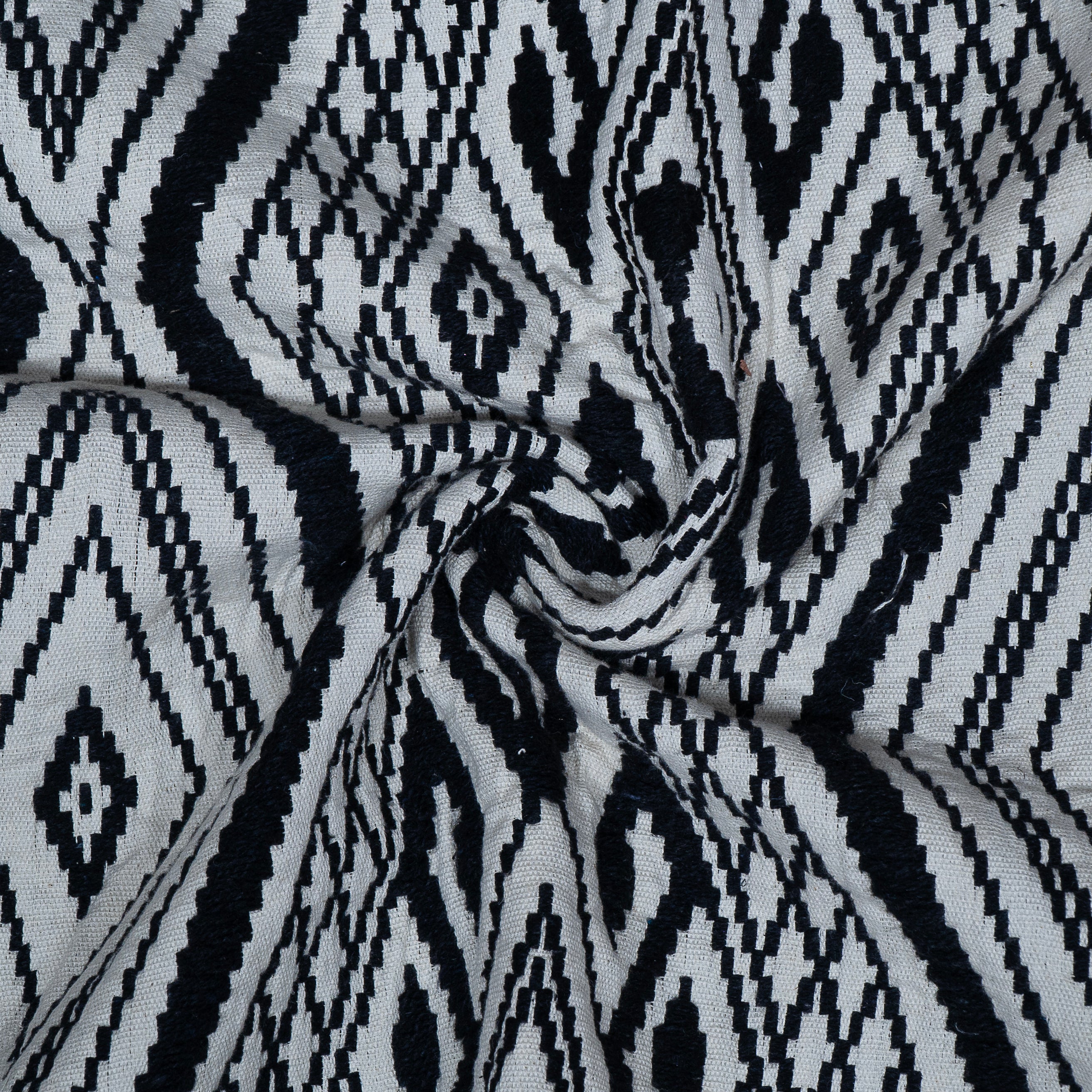 Black & White Geometric Cotton Jacquard (Sku: JDD-437)