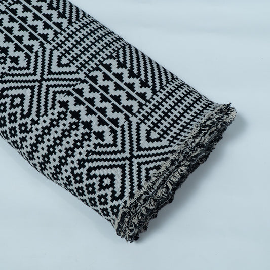 Black & White Abstract Cotton Blend Jacquard | SKU: JDD-43