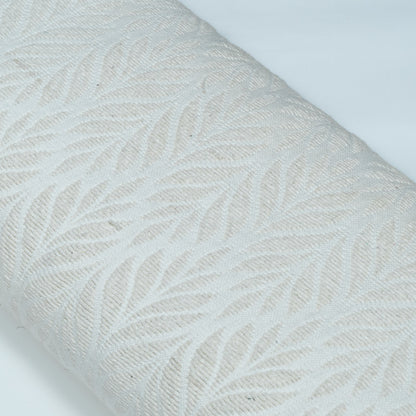 White Leaf Design Textures Dyeable Cotton Jacquard | SKU : JDD-450