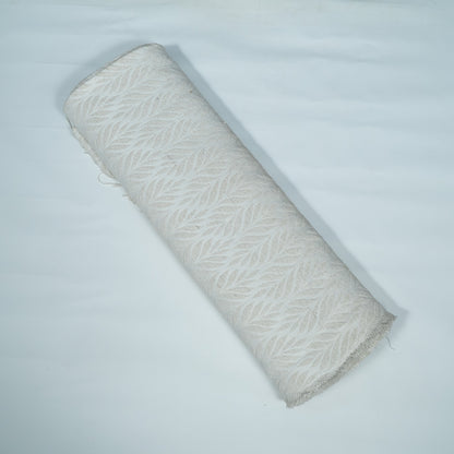 White Leaf Design Textures Dyeable Cotton Jacquard | SKU : JDD-450