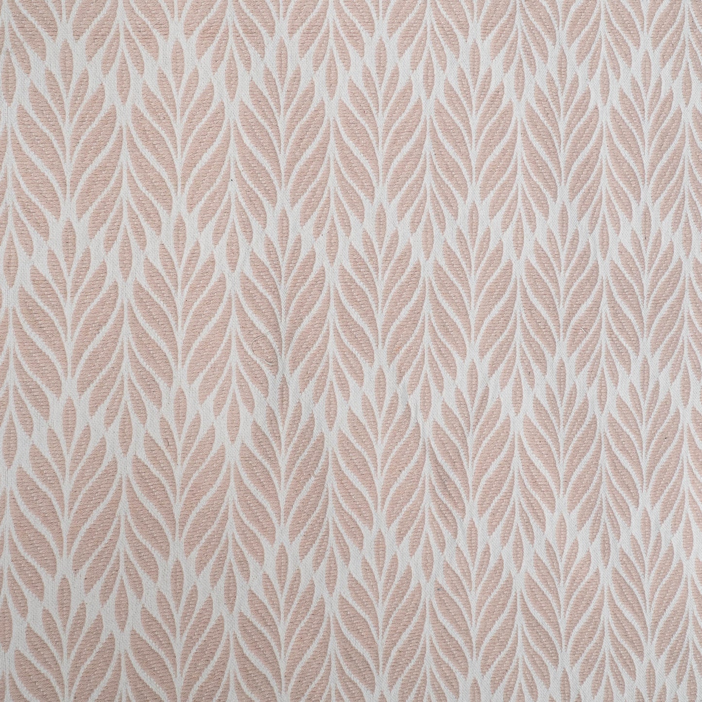 White & Light Peach Leaf Design Textured Dyeable Cotton Jacquard | SKU : JDD-451