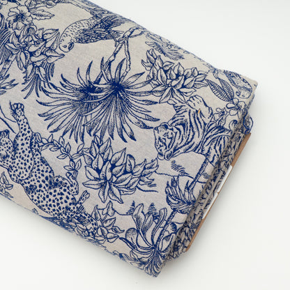 Blue & White Tropical Cotton Blend Jacquard | SKU: JDD-507