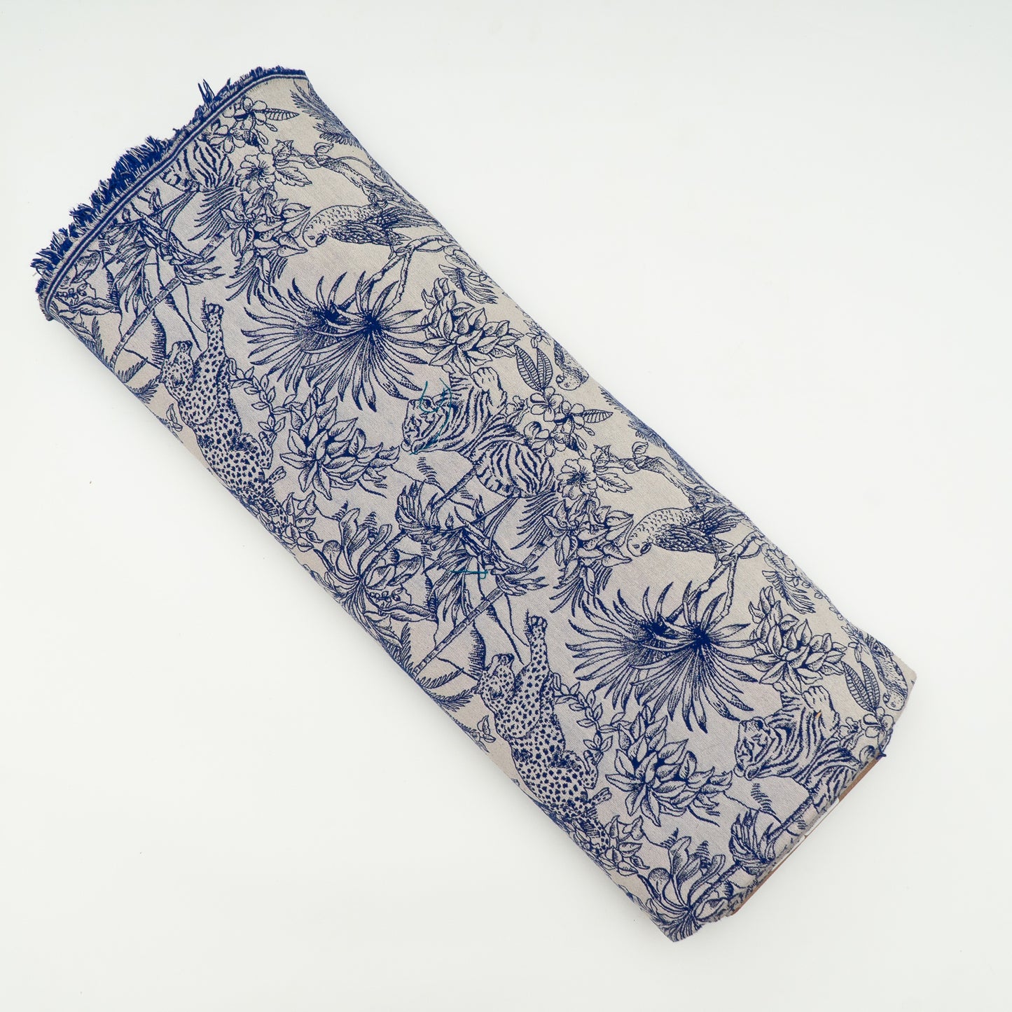 Blue & White Tropical Cotton Blend Jacquard ( SKU: JDD-456 )