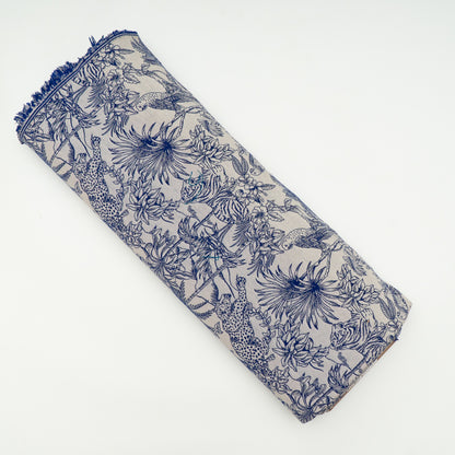 Blue & White Tropical Cotton Blend Jacquard | SKU: JDD-507