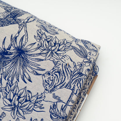 Blue & White Tropical Cotton Blend Jacquard | SKU: JDD-507
