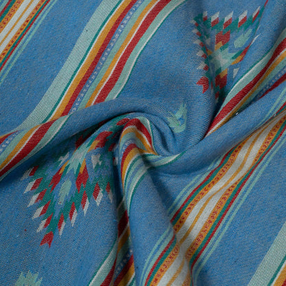 Blue & Multicolor Abstract Cotton Blend Jacquard | SKU: JDD-479