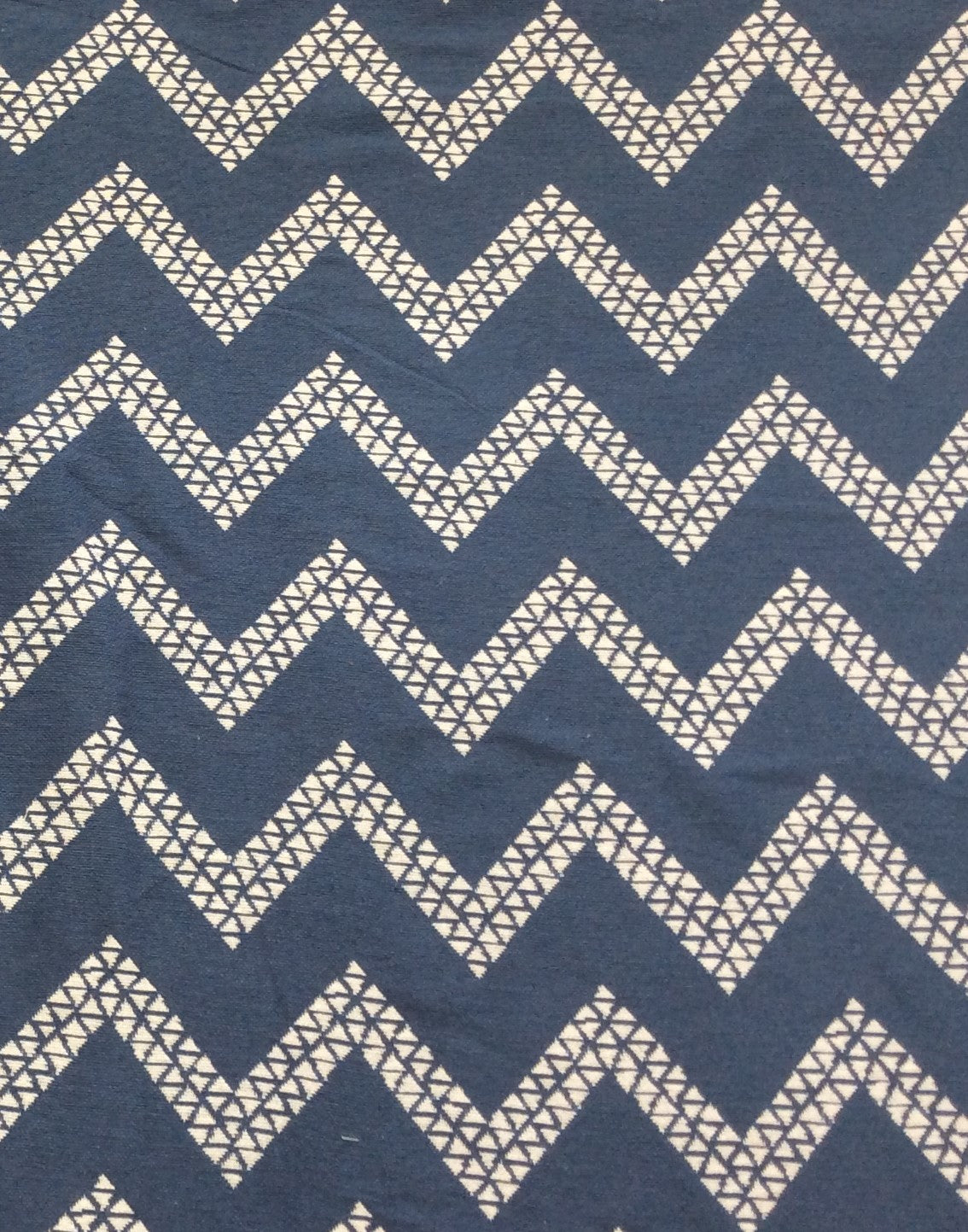 Blue, White Chevron Cotton Double Cloth Jacquard (SKU: JDD-481)