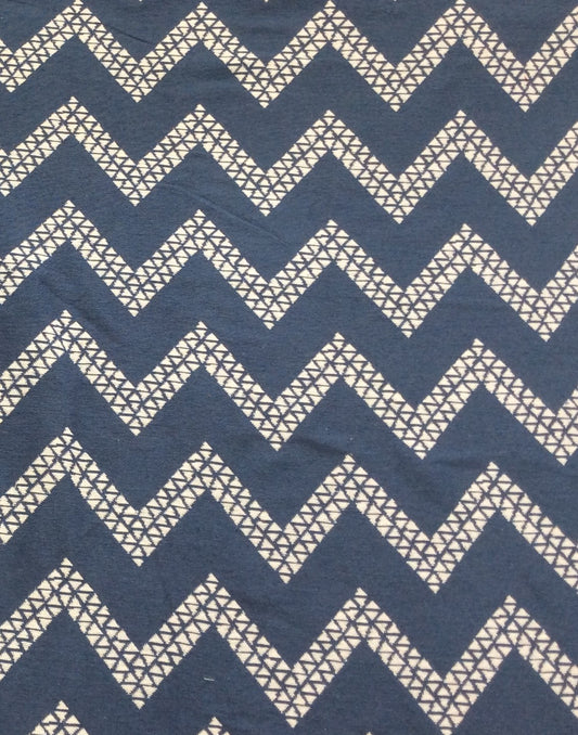 Blue, White Chevron Cotton Double Cloth Jacquard (SKU: JDD-481)