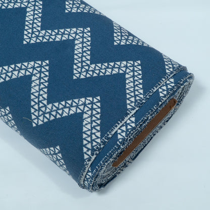 Blue, White Chevron Cotton Double Cloth Jacquard | SKU: JDD-481