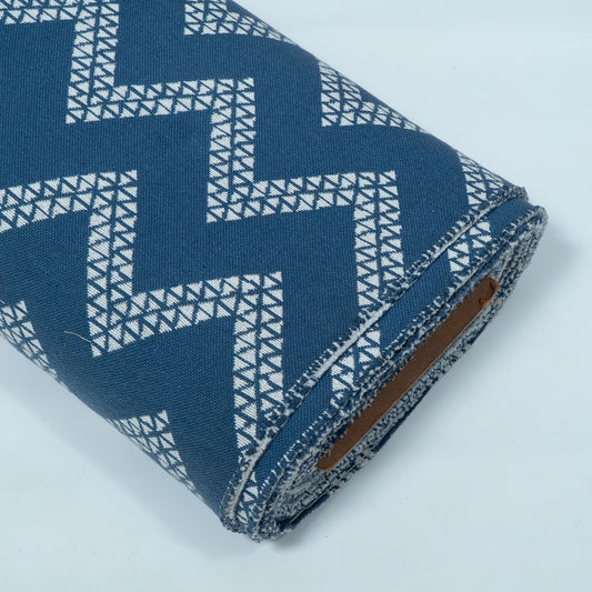 Blue, White Chevron Cotton Double Cloth Jacquard | SKU: JDD-481