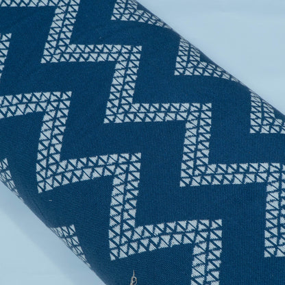 Blue, White Chevron Cotton Double Cloth Jacquard | SKU: JDD-481