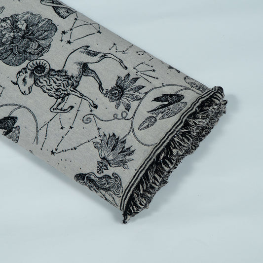 Black, White Cotton Blend Jacquard | SKU: JDD-482