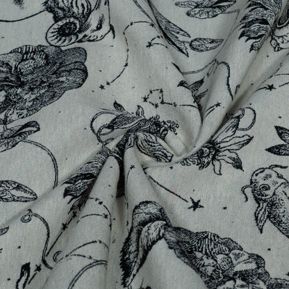 Black, White Cotton Blend Jacquard | SKU: JDD-482