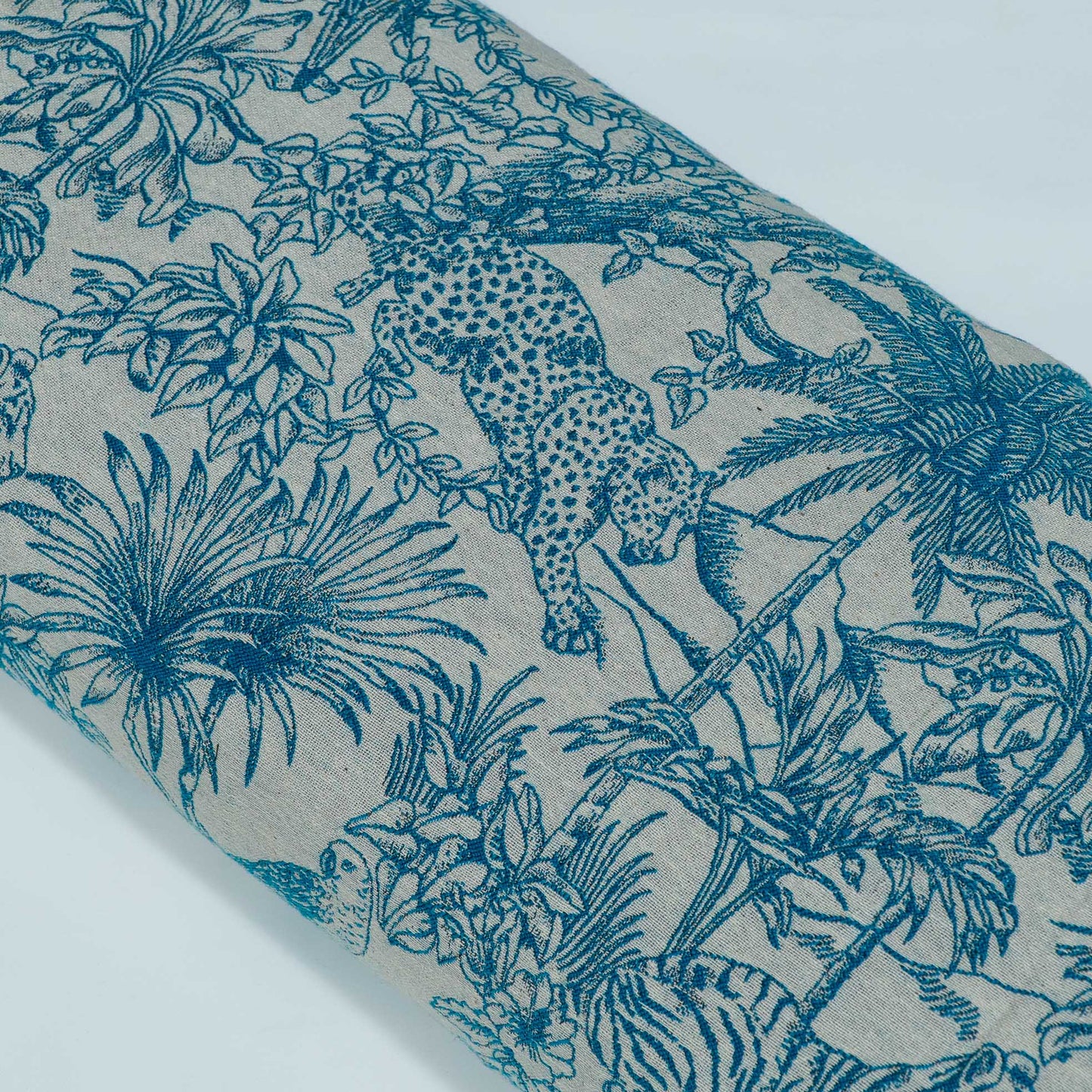 Blue & White Tropical Cotton Blend Jacquard | SKU: JDD-483