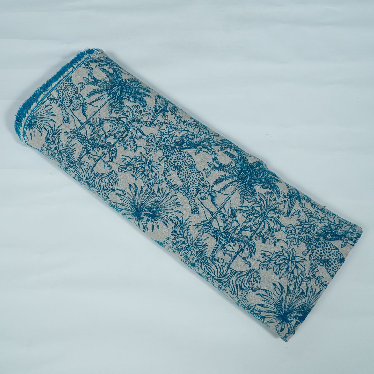 Blue & White Tropical Cotton Blend Jacquard | SKU: JDD-483