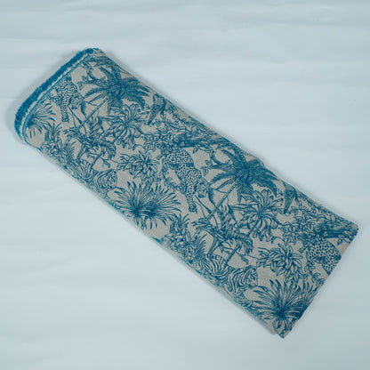 Blue & White Tropical Cotton Blend Jacquard | SKU: JDD-483