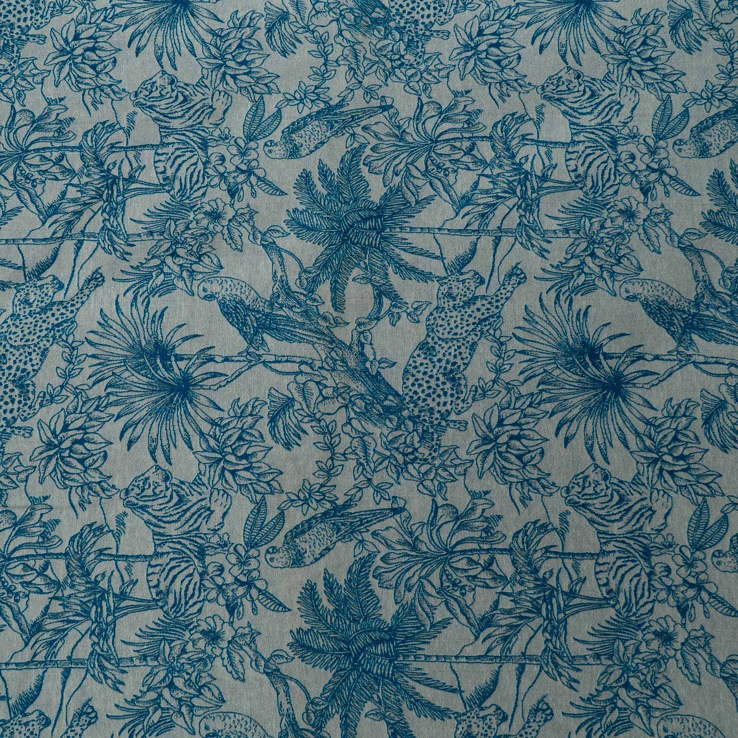 Blue & White Tropical Cotton Blend Jacquard | SKU: JDD-483