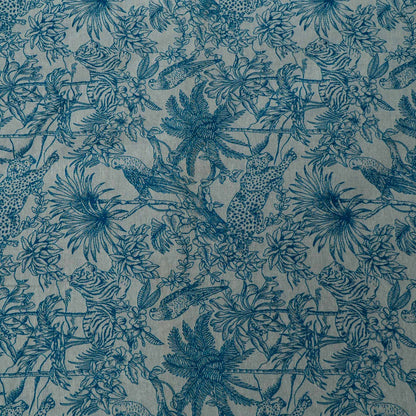 Blue & White Tropical Cotton Blend Jacquard | SKU: JDD-483