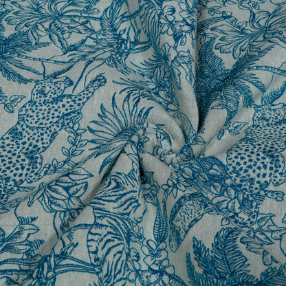 Blue & White Tropical Cotton Blend Jacquard | SKU: JDD-483