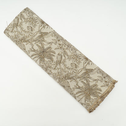 White Golden Lurex Tropical Design Cotton Blend Jacquard | SKU: JDD-522