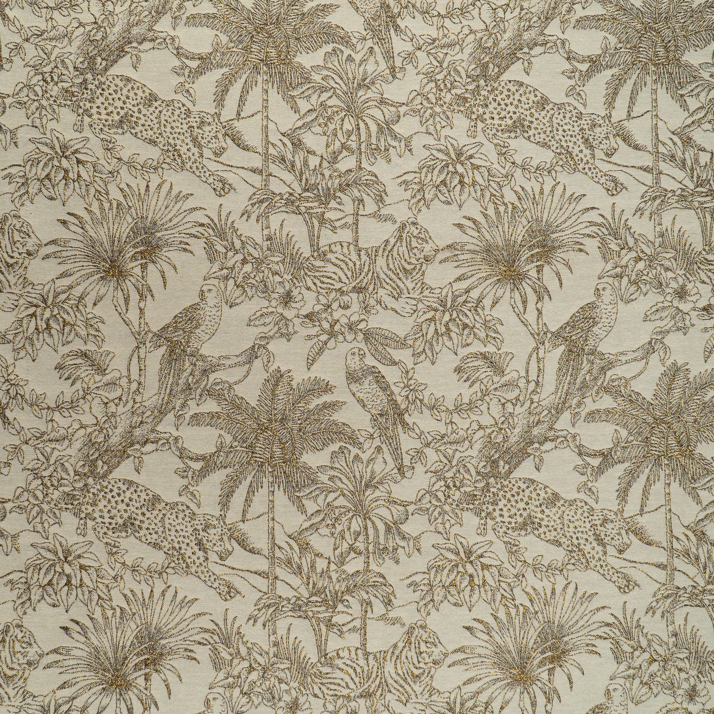 White Golden Lurex Tropical Design Cotton Blend Jacquard | SKU: JDD-522