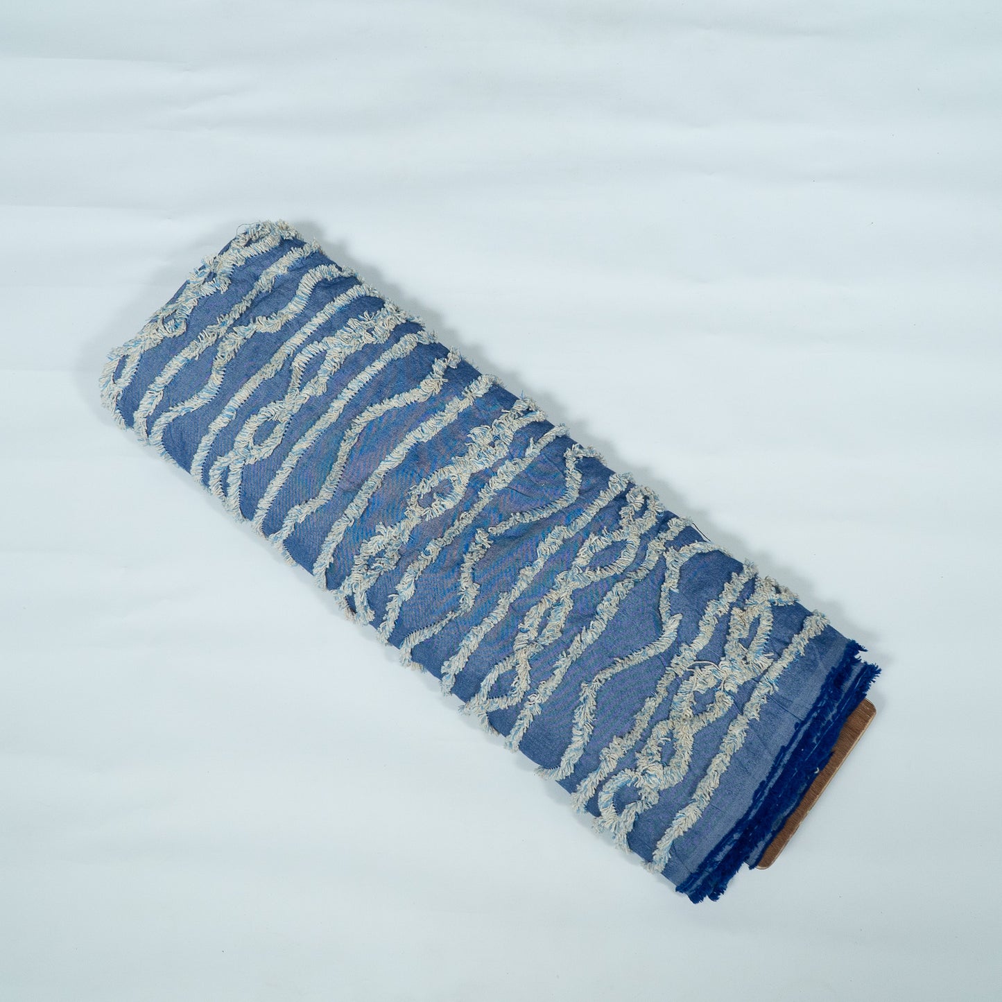 Blue Tuftting on Cotton Chambray Fabric | SKU: JDD-487