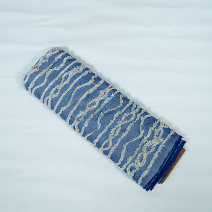Blue Tuftting on Cotton Chambray Fabric | SKU: JDD-487