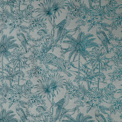 White & Turquoise Blue Tropical Cotton Blend Lurex Jacquard | SKU: JDD-488