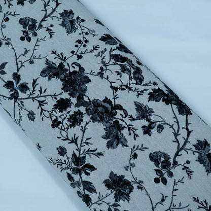 Black & White Floral Cotton Blend Jacquard | SKU: JDD-491