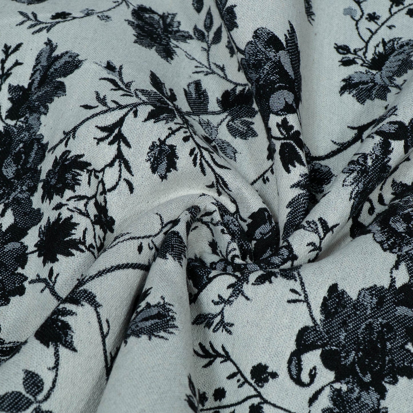 Black & White Floral Cotton Blend Jacquard | SKU: JDD-491