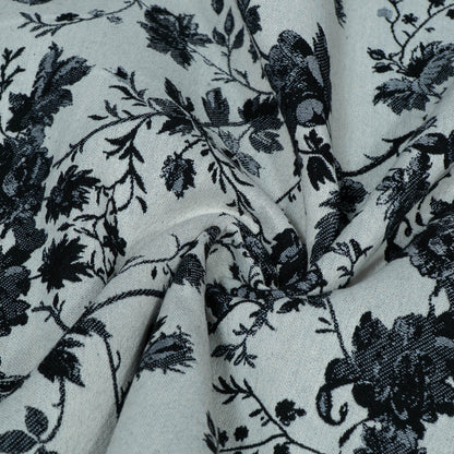 Black & White Floral Cotton Blend Jacquard | SKU: JDD-491