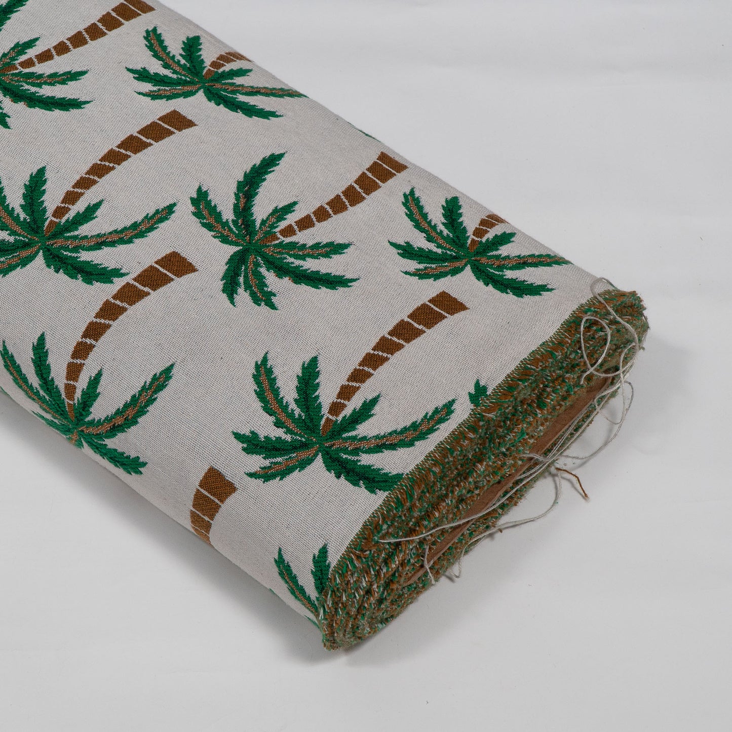 White & Green Tropical Cotton Blend Jacquard | SKU: JDD-493