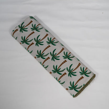White & Green Tropical Cotton Blend Jacquard | SKU: JDD-493