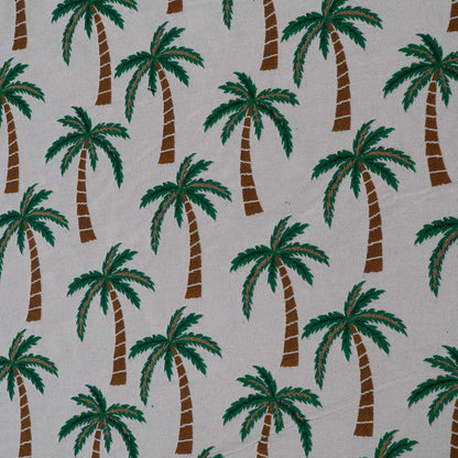White & Green Tropical Cotton Blend Jacquard | SKU: JDD-493