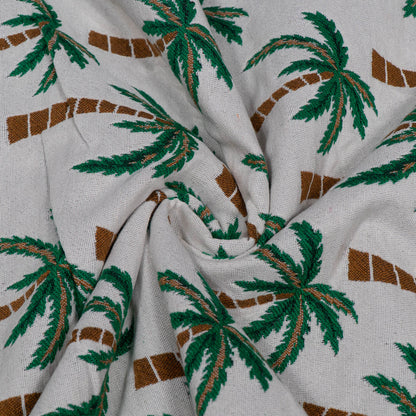 White & Green Tropical Cotton Blend Jacquard | SKU: JDD-493