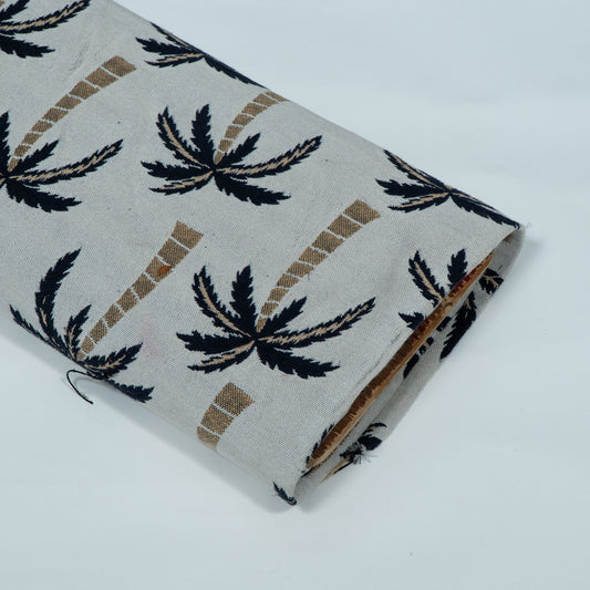 White & Black Tropical Cotton Blend Jacquard | SKU: JDD-494
