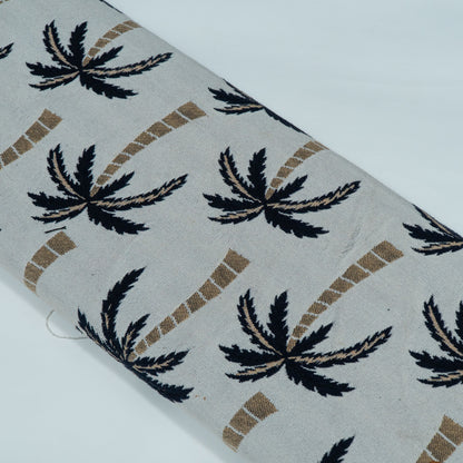 White & Black Tropical Cotton Blend Jacquard | SKU: JDD-494